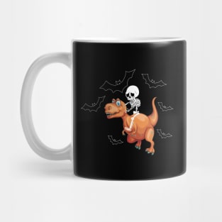 Funny Halloween Skeleton And Dinosaur product Mug